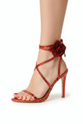 ❤️ Women’s Red High Heel Sandals – Size 39, Worn Once, Excellent Condition