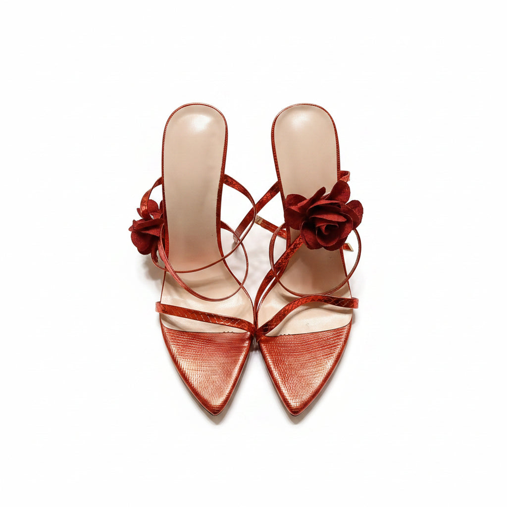❤️ Women’s Red High Heel Sandals – Size 39, Worn Once, Excellent Condition