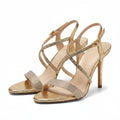 (Women’s Gold Strappy Heels – Worn Once, Like New)