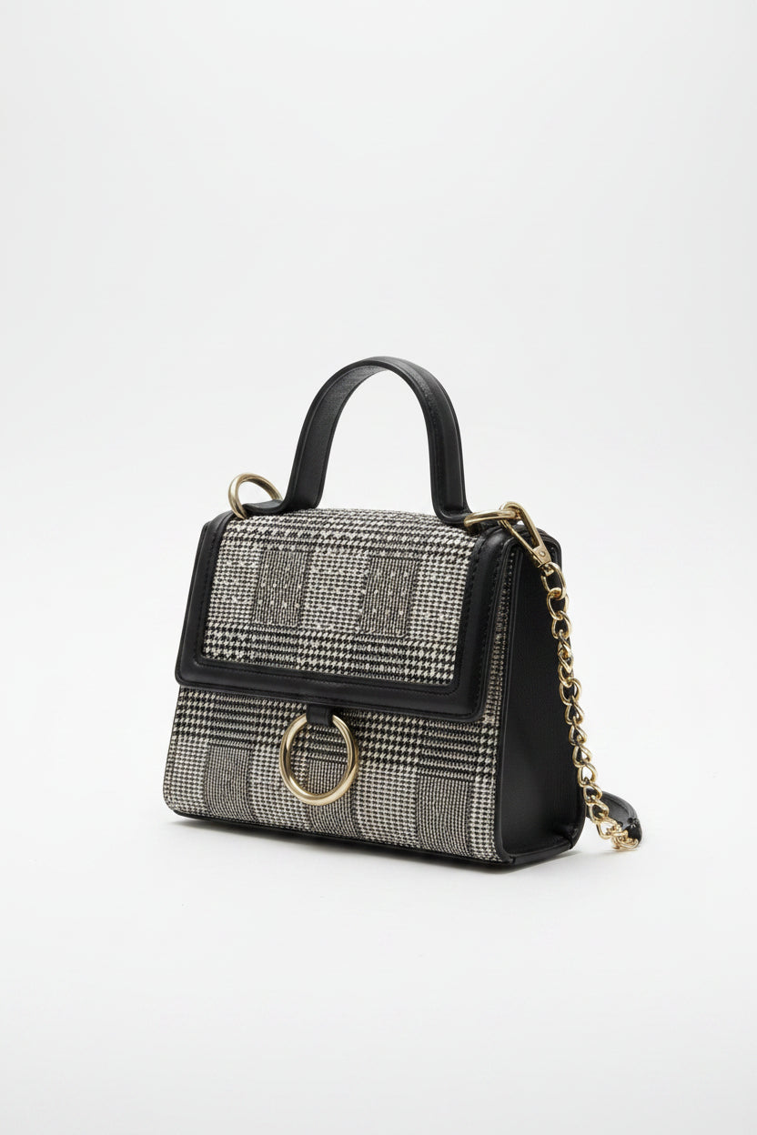 Checkered Top‑Handle Handbag – Used 3 Times