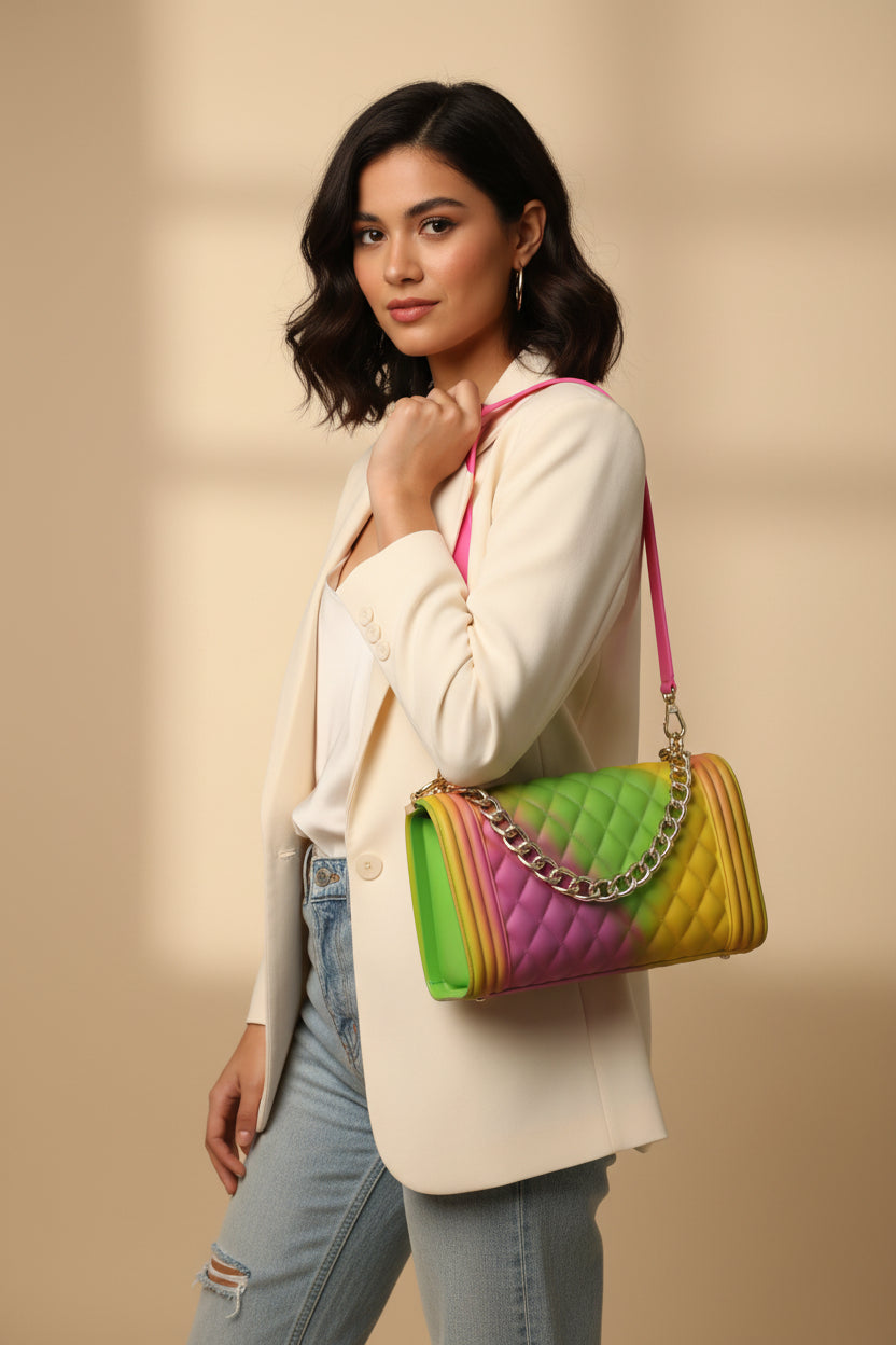 Multicolor Quilted Handbag – Used, Great Condition