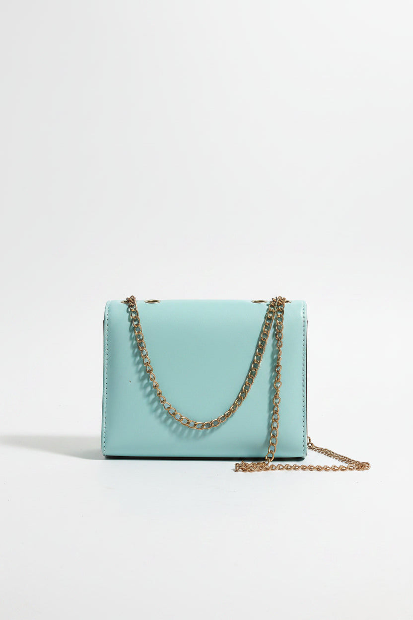Turquoise Chain‑Strap Handbag – Slightly Used