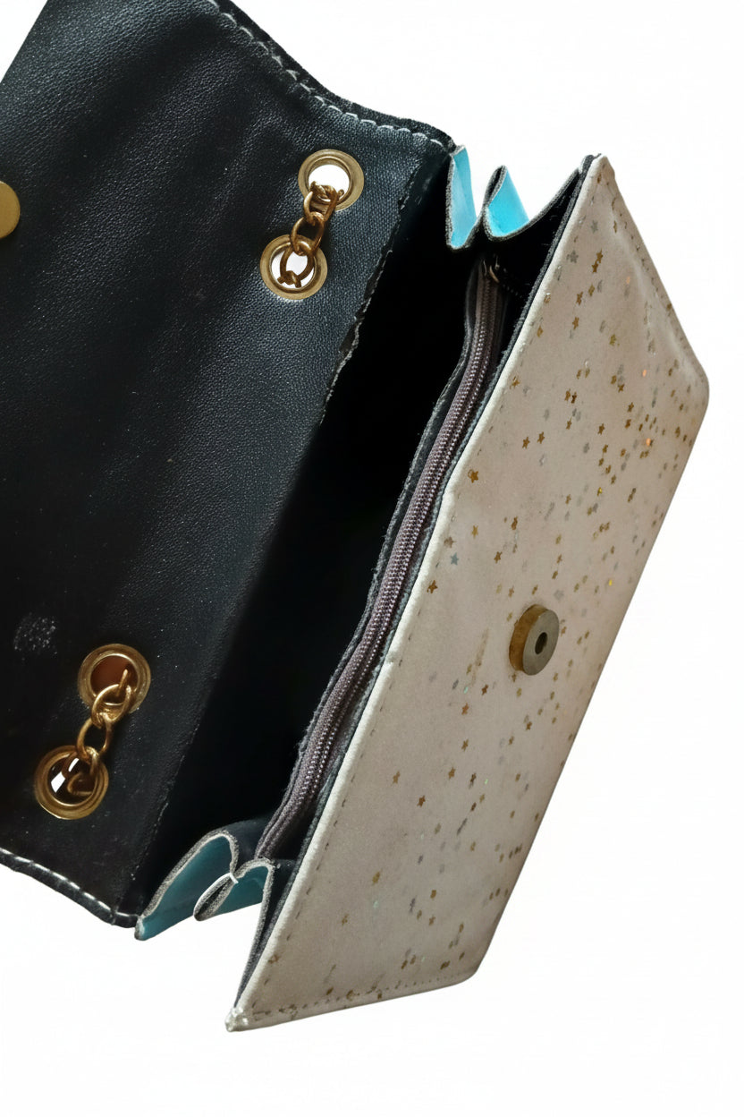 Turquoise Chain‑Strap Handbag – Slightly Used