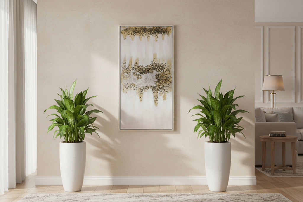 🖼️ Modern Abstract Gold‑Textured Wall Art – 24x36" (Excellent Condition)