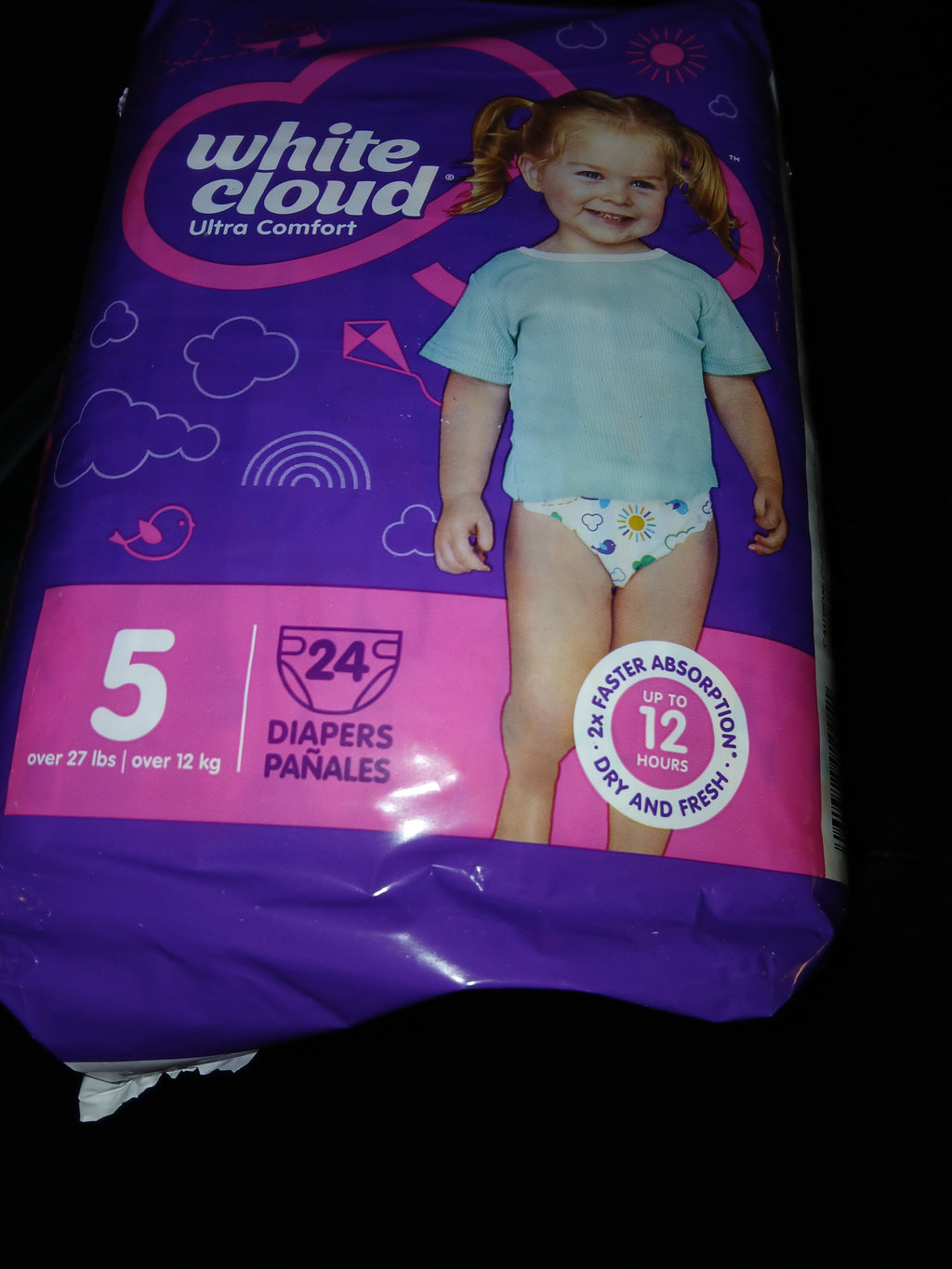 White Cloud Baby Diapers – Size 5 (24 Count)