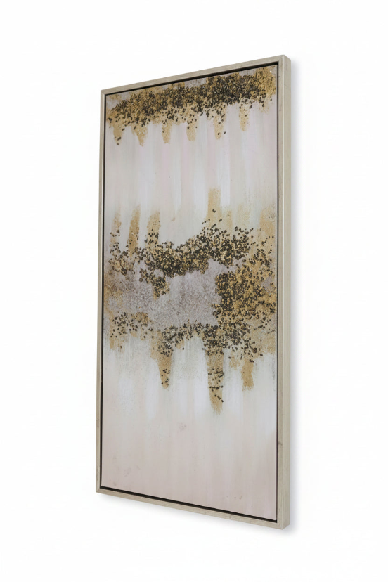 🖼️ Modern Abstract Gold‑Textured Wall Art – 24x36" (Excellent Condition)