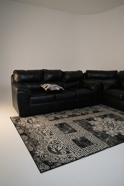 3-Piece Black Leather Couch – Used, Good Condition