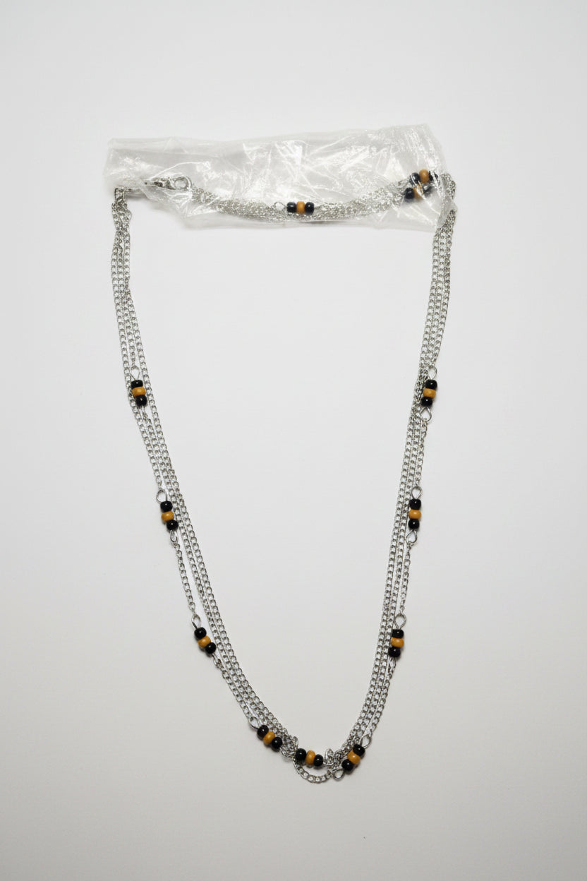 Paparazzi Silver Double Chain Necklace with Plastic Charm