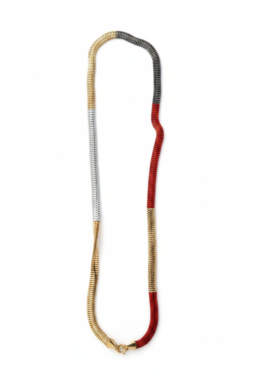 Paparazzi Multi-Color Chain Necklace – Gold, Red & Silver